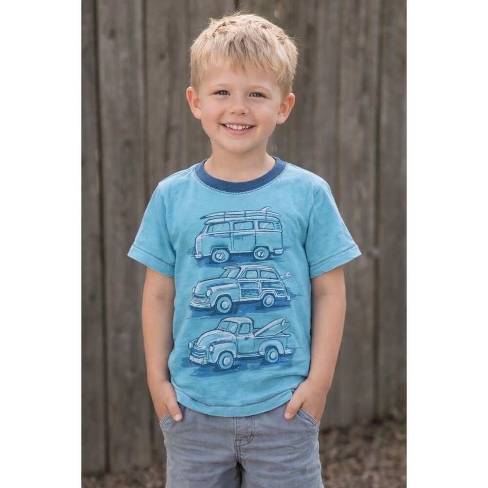 Shirt Size 5 Boys Arizona Jeans Short sleeve Blue  Classic Cars